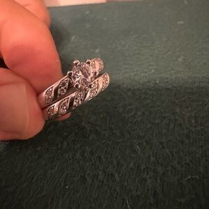Elegant Silver Diamond Ring Set